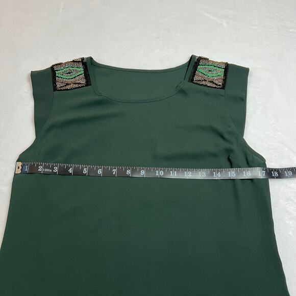 Women's Crewneck Cap Sleeve Beaded Shoulder Blouse Size Medium Festival Party - Picture 5 of 6